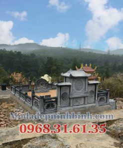 Mẫu cổng lăng mộ kết hợp cuốn thư đá mái đao - MC24