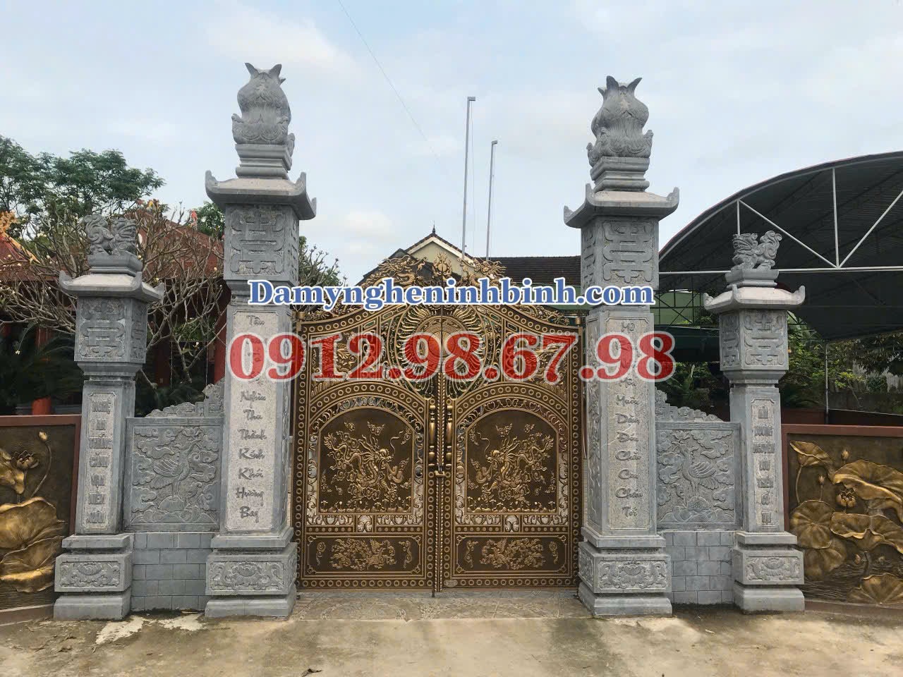 Mẫu cổng lăng mộ tứ trụ đá thi công tại Hải Dương - MC29