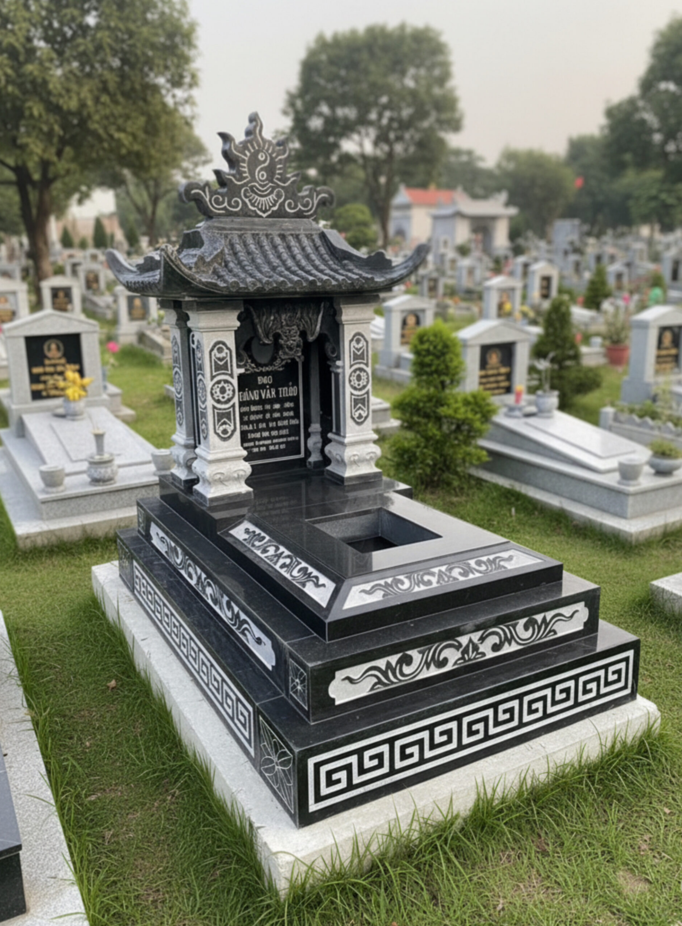 Mẫu bia mộ đá có mái đẹp