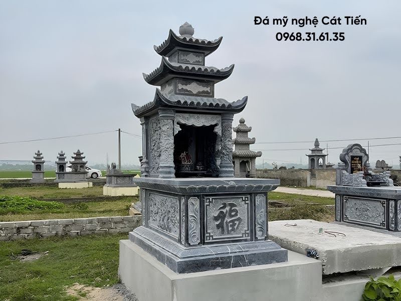 Mộ đá 3 mái đá xanh đen có giá từ 15.000.000 - 60.000.000 VND