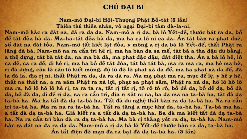 Lời chi tiết Chú Đại Bi 21 biến