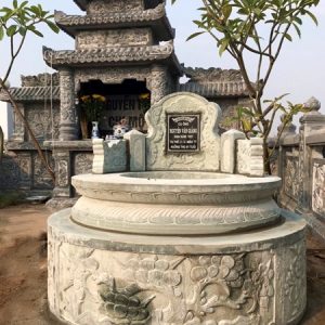Lăng mộ đá tròn xanh rêu nguyên khối Ninh Bình 35