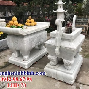 Lư hương bàn lễ đá trắng LHD 73