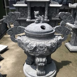 Lư đỉnh hương hóa vàng đá đẹp 67
