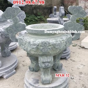 Lư đỉnh hương đá xanh rêu 32