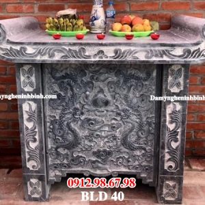 Mẫu bàn lễ thờ đá xanh khối ngoài trời đẹp 40