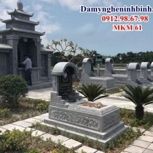 Mẫu lăng mộ đá xanh đẹp 61 hậu bành tam sơn 3 cấp không mái