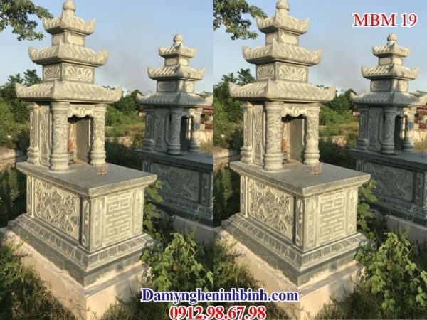 Mộ ba mái đá xanh đen đẹp – MBM 18