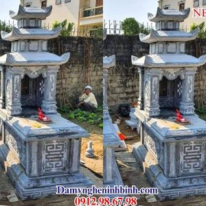 Mộ đá ba mái xanh đen cao cấp – NB 13